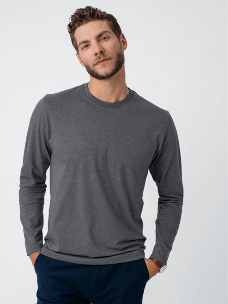 Carbon Grey Long Sleeve Crew Neck T-Shirt | Fresh Clean Threads